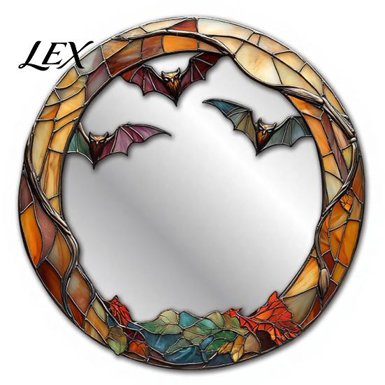 Spider Web Mirror Wall Art Halloween Decorative Stickers with Spiders/Skeletons/Pumpkins, Retro Hanging Spooky Skeleton Ornament, Lightweight for Home