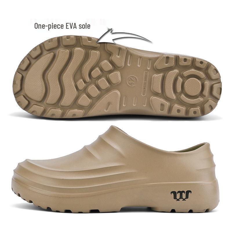 

Мужские водонепроницаемые нескользящие туфли шеф-повара - маслостойкие, износостойкие, рабочие туфли на мягкой подошве с запатентованным дизайном для безопасности на кухне. 37 хаки