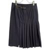 Hermes Grey Leather Belt Wool Pleated Skirt Skirt 38 grayUsed