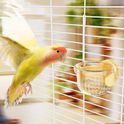 Parrot Feeder Birdcage Food or Water Dispenser Splash-proof Hanging Feeder Bowl with Clamp for Macaws Parakeets Cockatiels