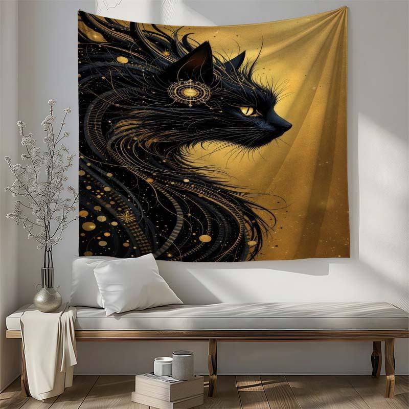 Black Cat Art Tapestry Portable Photo Props Durable WrinkleResistant Room Bedroom Decor