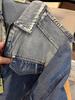 Women's American Retro Distressed Denim Jacket - Spring/Autumn 2025 Style, Loose Fit, Trendy & Niche Design