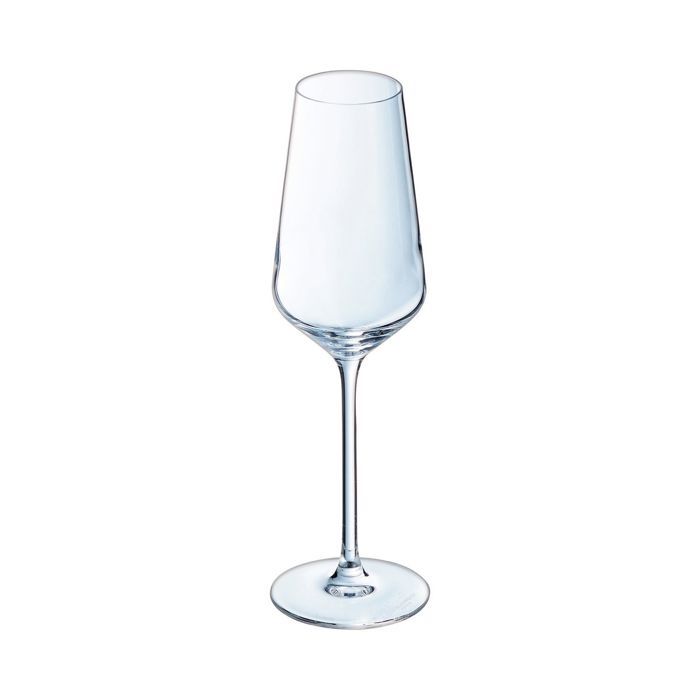 6 flûtes à champagne 21cl ultime - cristal d'arques - verre ultra transparent moderne