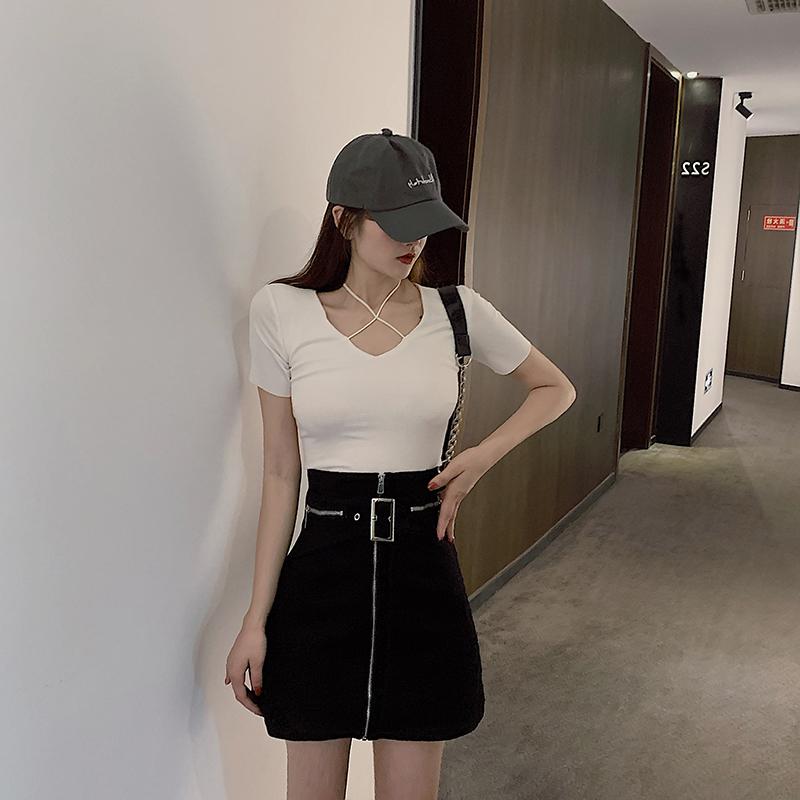 IELGY Frauen rock Blau Reißverschluss Kurzen rock A-linie Schlank Schwarz Denim Hohe taille Modische