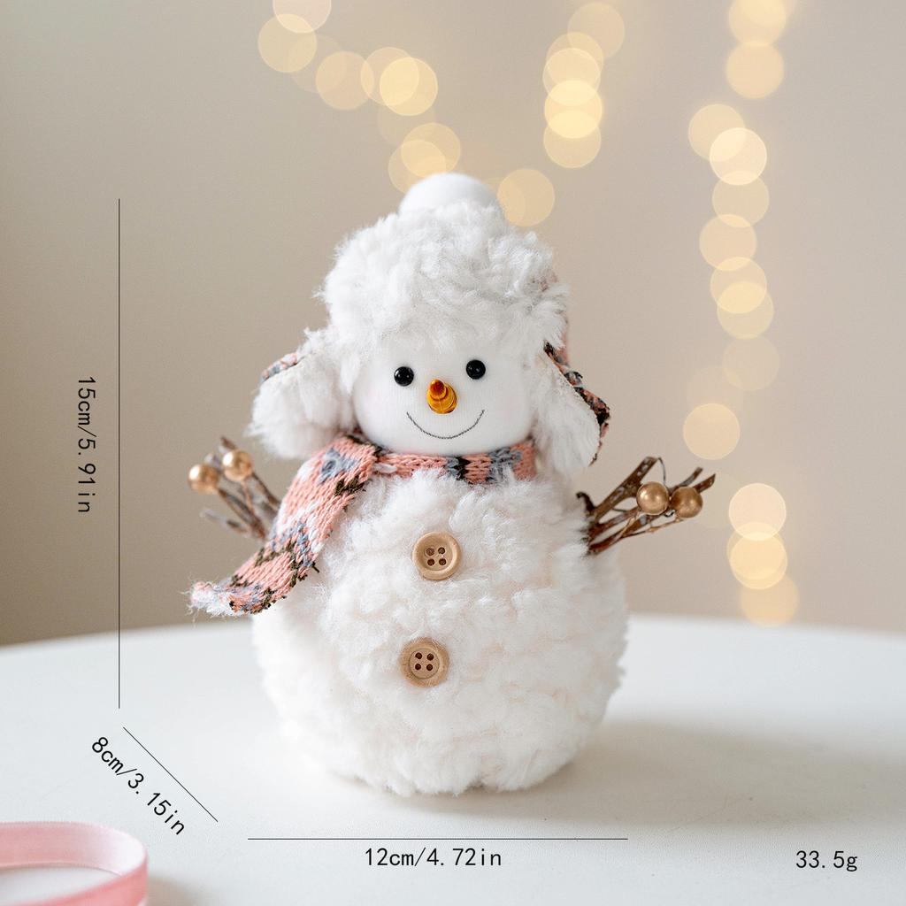 Cute Pink Red Plush Christmas Snowman Doll Decorative Item and Christmas Desktop Decoration Kids Gift  Navidad Decor