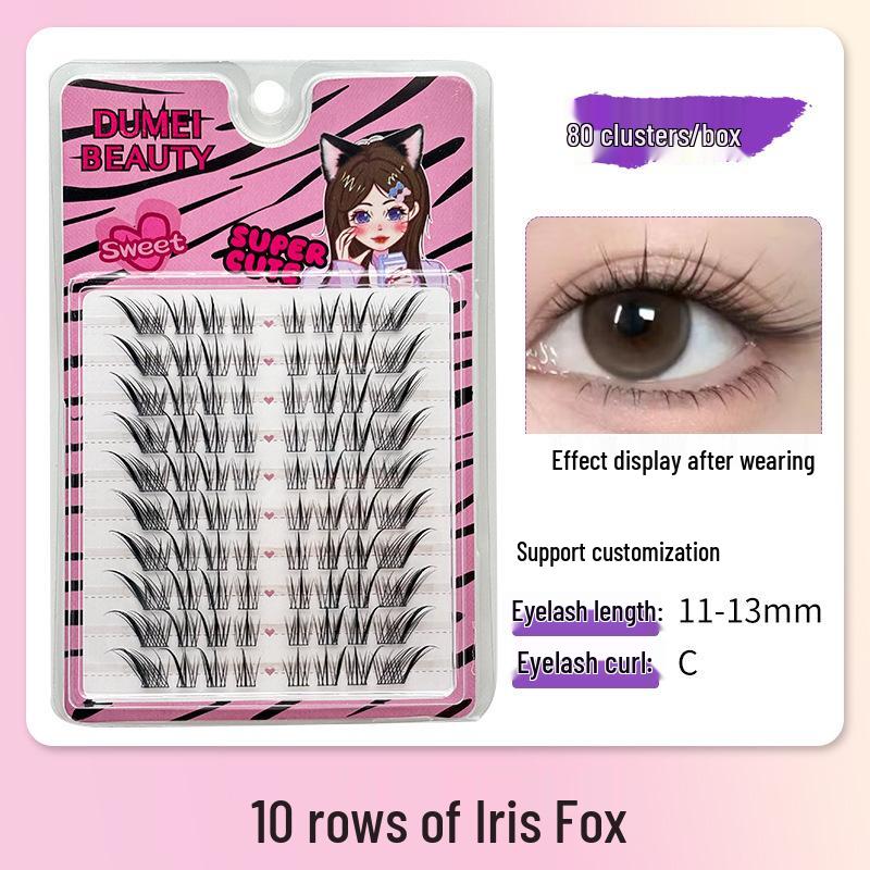 Pestañas Postizas Natural Fox Series Oblicuas Voladoras - Diseño Segmentado Ojos de Zorro, Racimo Único, Aspecto Realista