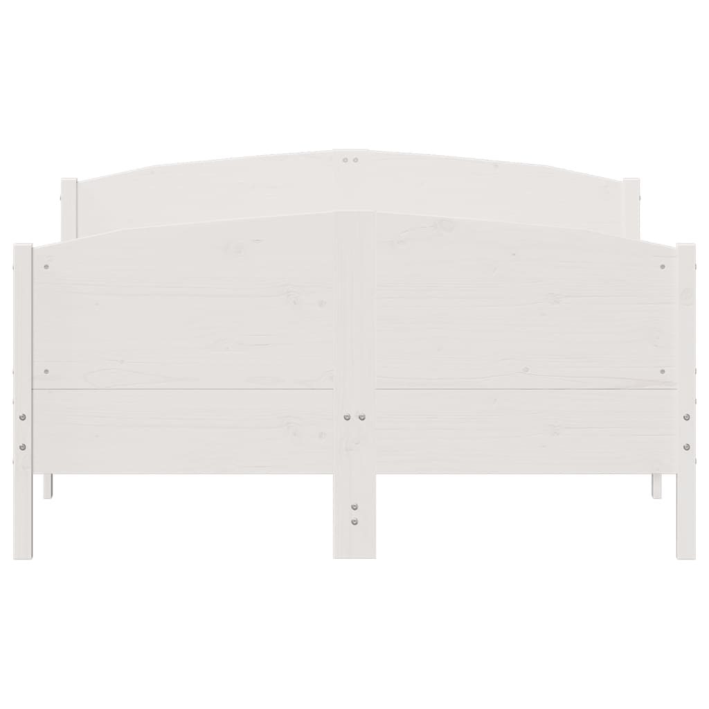 Vidaxl Bed Frame Without Mattress, White, 120X190 Cm, Solid Pine Wood