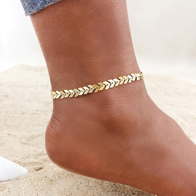 1/2/3pcs/set Gold Color Stainless Steel Chain Anklets for Women, Leg Ankle Holidays Beach Foot Jewelry,  Female Accessories