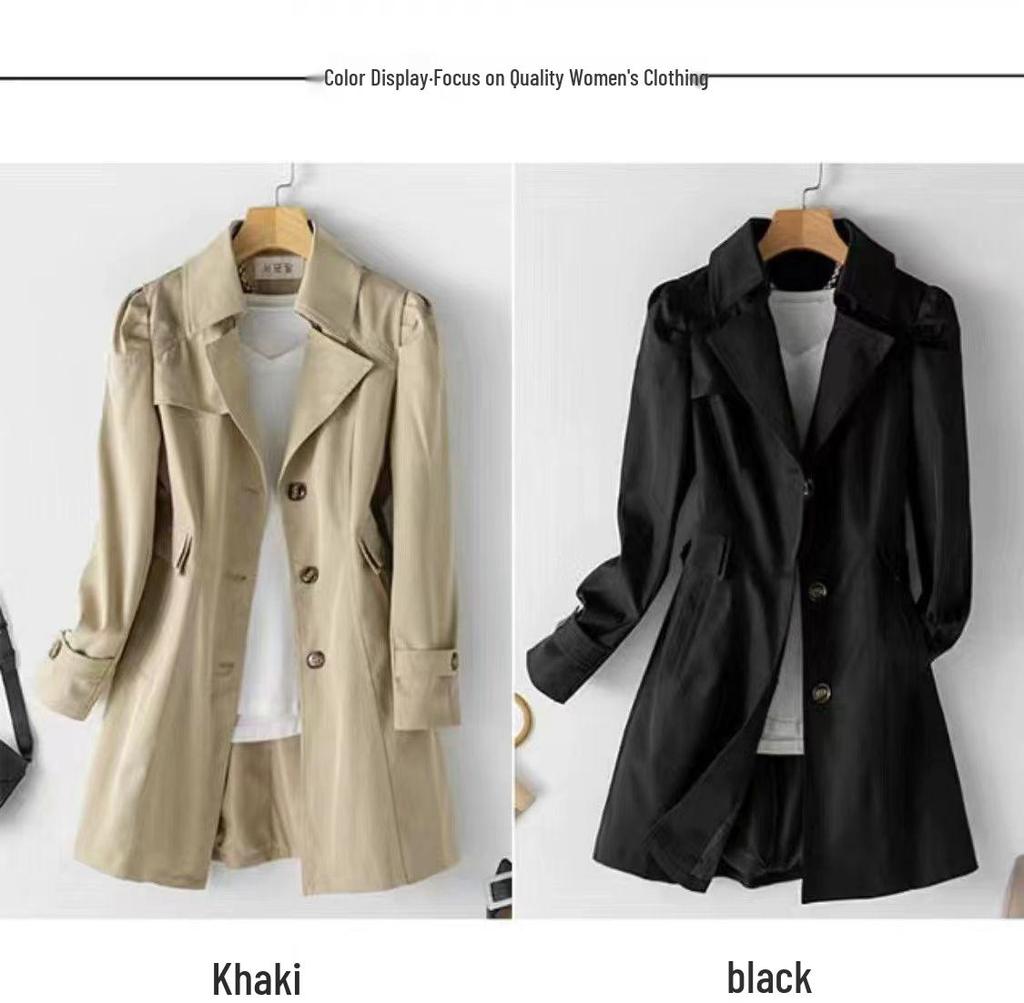Płaszcz trenczowy damski dwuwarstwowy w stylu brytyjskim slim na wiosnę/jesień 2025