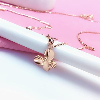 Exquisite Purple Gold-Plated Rose Gold Shiny Butterfly Necklace Women'S Exquisite Versatile Temperament Fashion High-End Colored Gold Chain