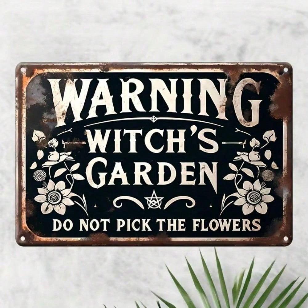 Vintage Metal Witch Sign for Halloween, Iron Decor for Garden, Home, Yard, Patio, Cafe & Bar