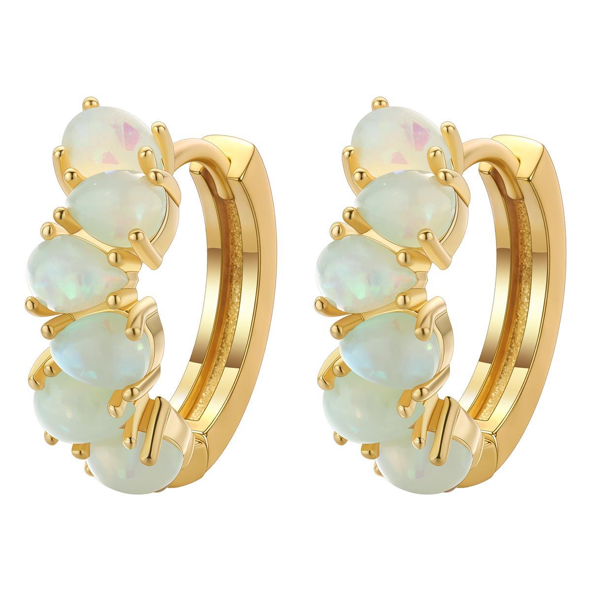 

Kinitial Elegant Hoop Earrings Water Drop Whiter Opal Fashion Earring For Women Birthday Christmas Jewelry Gift