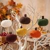 Fall Pumpkin Decorations Set of 6, Knitted Polyester Ornament with Fabric Tabs for Thanksgiving Tables, Shelves, Windowsills and Indoor Foliage