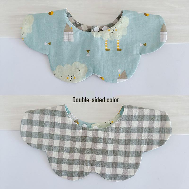 Korean Style Double-Sided Gauze Baby Drool Bib - Newborn Petal Design, Breathable