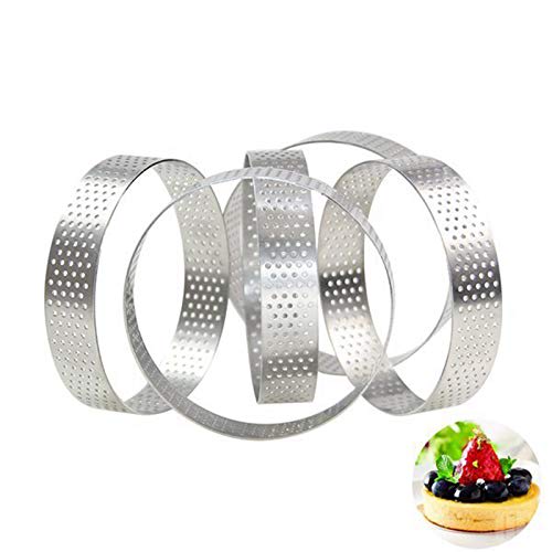 Ntcpefy 8pcs 8cm Stainless Steel Tart Molds, French Dessert Mousse Fruit Pie Tart Rings Quiche Cake Molds