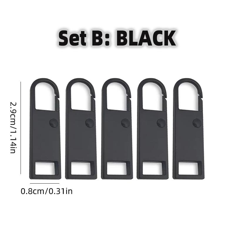 5Pcs Universal Metal Zipper Head Puller DIY Sewing Spring Lock Zipper Sliders Replacement Instant Repair for Clothing Bags Shoes