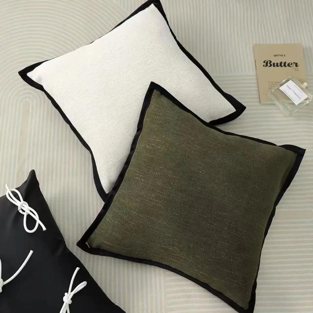 French Medieval Style Pillowcase Black Border Retro Green Cushion Cover American Home Living Room Sofa Decor Waist Pillow Covers