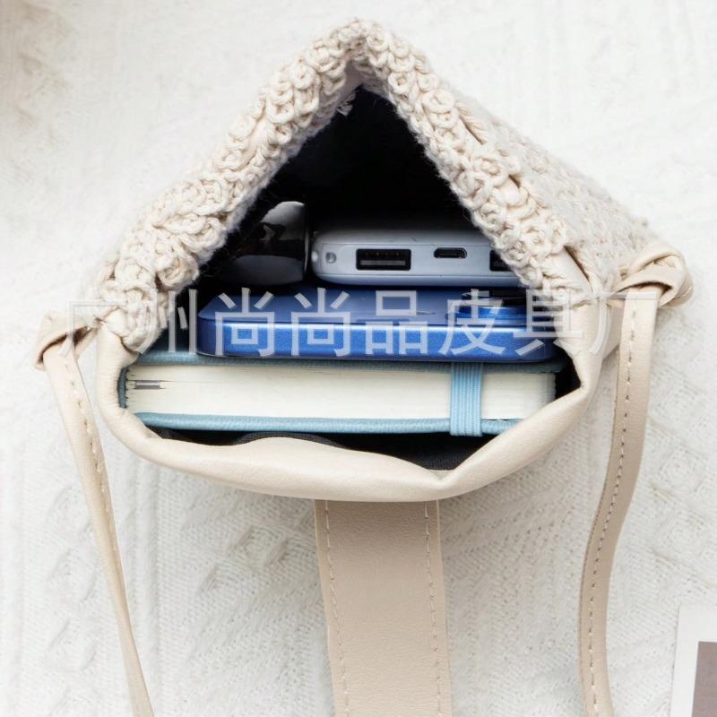 Bag Women's Lace Hollow Casual Style Mini Mobile Phone Bag Fashion Versatile Hollow Cotton Thread Pattern Shoulder Bag