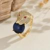 Leopard Head Copper Material Inlaid Zircon Open Ring, Luxurious And Simple Ins Series, Suitable For Women'S Banquet Parties