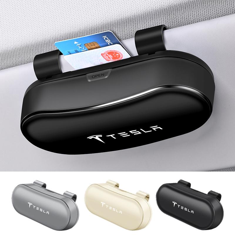 Tesla Car Glasses Box Car Sunglasses Holder Sun Visor Storage Case For X Roadster S Coil Model 3 Y Highland Cybertruck Juguete