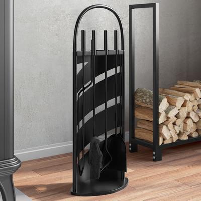 Vidaxl 5-Piece Fireplace Accessory Set, 23X15X66 Cm, Steel