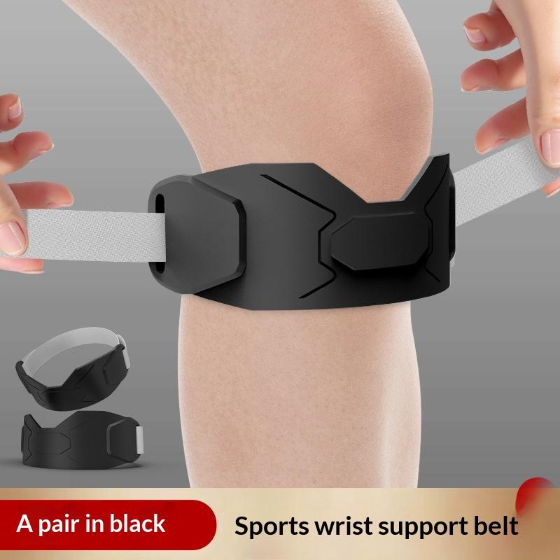 

2Pcs Patellar Tendon Support Strap Adjustable Silicone Knee Brace For Pain Relief Non-Slip Band For Jumpers Knee чёрный