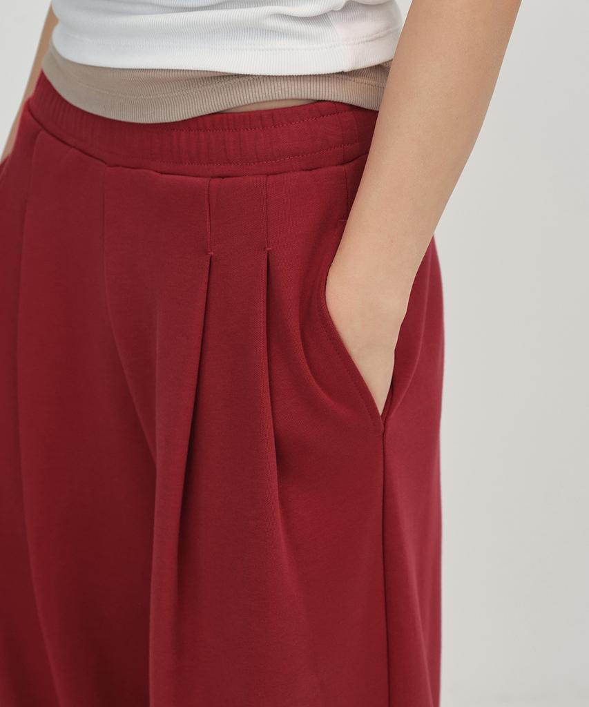 MUSINSA STANDARD WOMAN Women'S Double Knit Two-Tuck Wide Lounge Sweatpants [Chili Red]