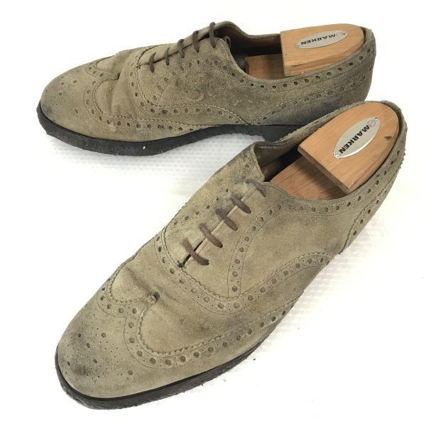 70er-80er Church’s Wildleder Kreppsohle Full Brogue Schuhe 28,5-29,5cm Khaki(GEBRAUCHT)