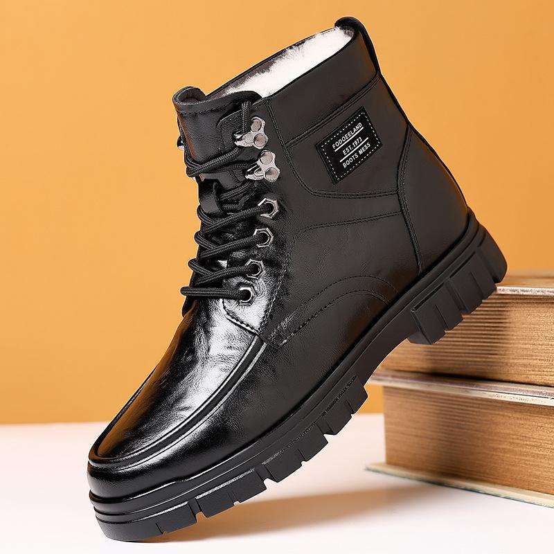 2024 Winter neue Herren High-Top Baumwollschuhe Herren Samt Thermo Baumwolle Lederschuhe Martin Stiefel dicksohlige Schneestiefel 2188