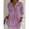 2025 Spring Women Shirts Leaf Graphics Blouse Spring Autumn Lapel Neck Blouse Women's Long Sleeve Shirts Womens Clothes