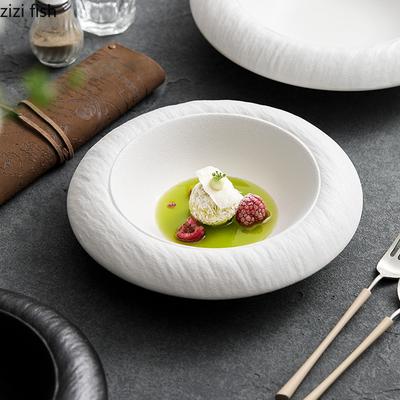 Solid Color Rock Texture Ceramic Soup Bowl Restaurant Dessert Bowl Salad Bowl Pasta Bowls Molecular Food Specialty Tableware