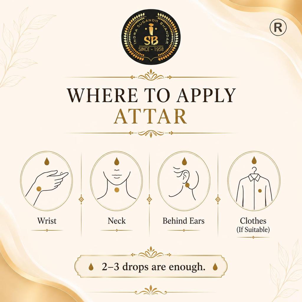 Attar Parfum Roll-On von Indra Sugandh Bhandar, Safran Sandelholz, 15ml, Unisex, Alkoholfrei