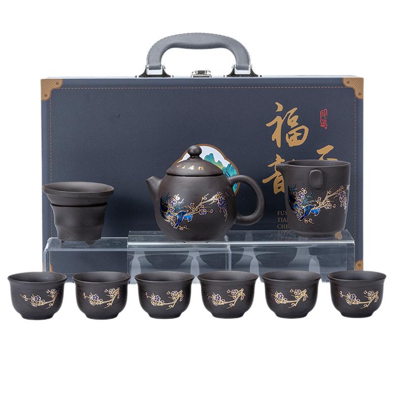 Purple sand Kung Fu tea set changes color in case of heat, water, Fengming teapot, teacup, a complete set of creative Guochao gifts