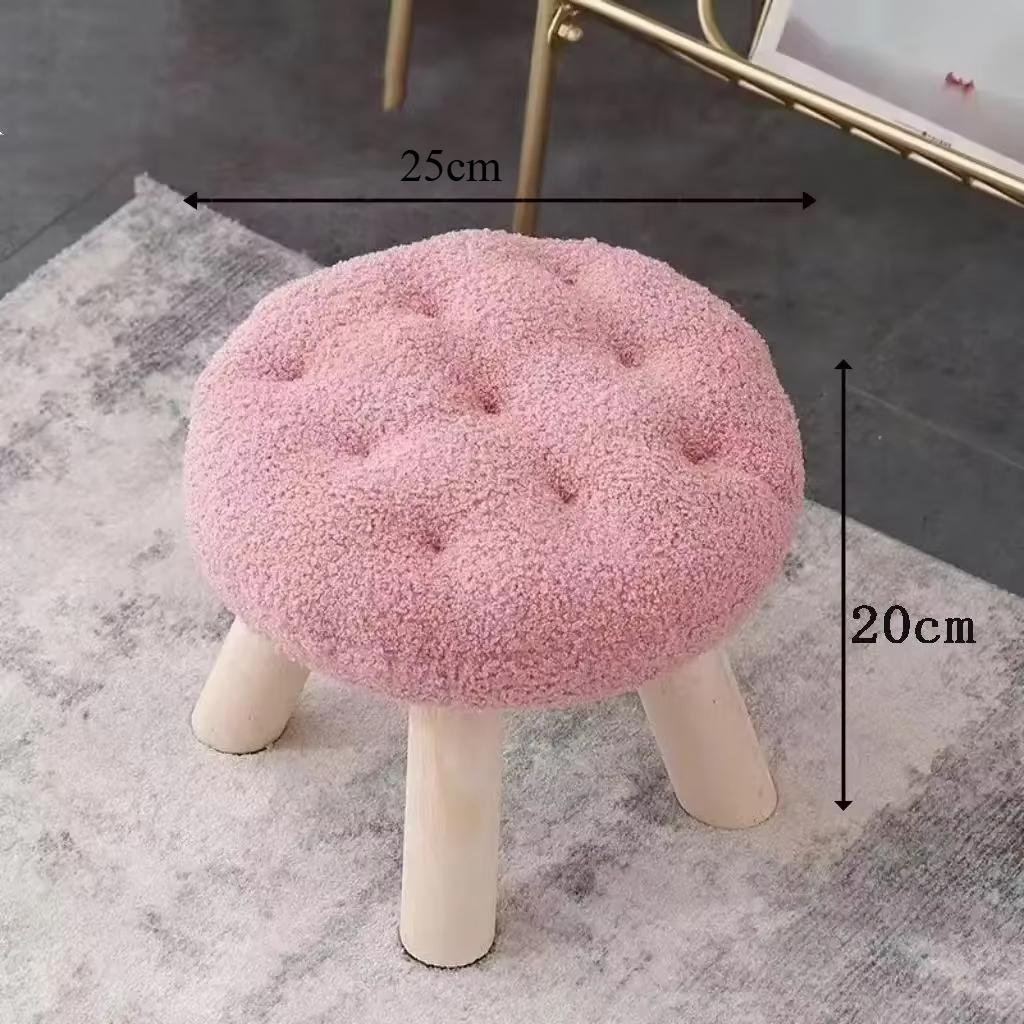 Cookie Small Stool Soft Seat Chair Girlish Heart Bedroom Solid Wood Bench Lliving Room Kids Shoe Changing Stool Home Furniture