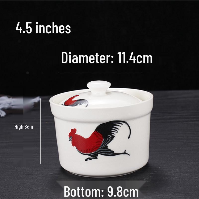 Keramik-Doppelkessel-Schmortopf mit Deckel für Suppe, Vogelnest und gedämpfte Eier