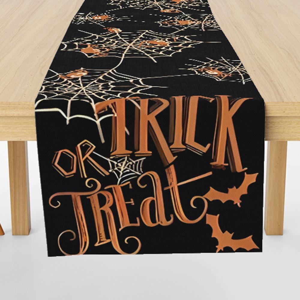 Festive Reindeer Pine Printed Table Runner Heatproof Linen Fabric Tablecloth for Home Decoration