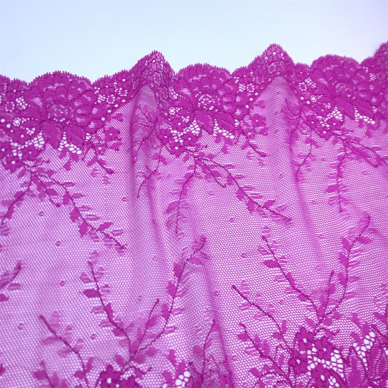 22cm Wide Stretch Lace, Hot Pink Elastic Spandex Lace for Lingerie, Bra, Underwear, Sewing & Crafting