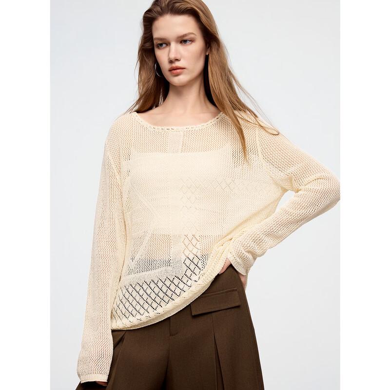 ELLE Women's Resort Hollow Linen Knit Top