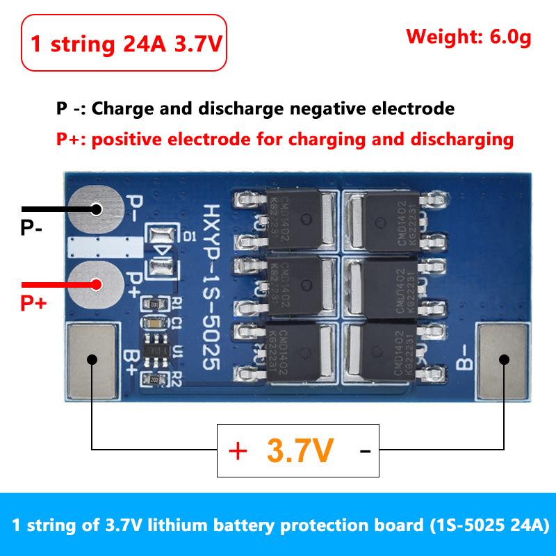 

Плата захисту літієвої батареї BMS 1S 12A 16A 24A 3.7V LiFePO4 18650 4.2V Напруга заряджання/Захист від короткого замикання/Захист від перерозряду A3