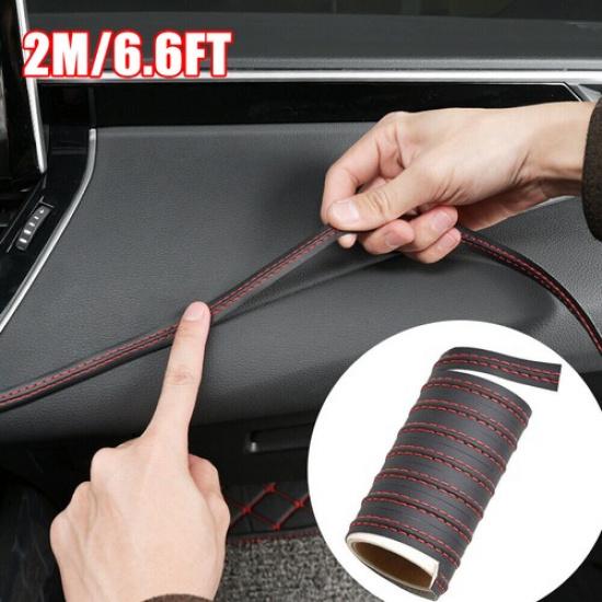 2M Car Dashboard Decor Line Strip PU Leather Sticker Moulding Trim Accessories