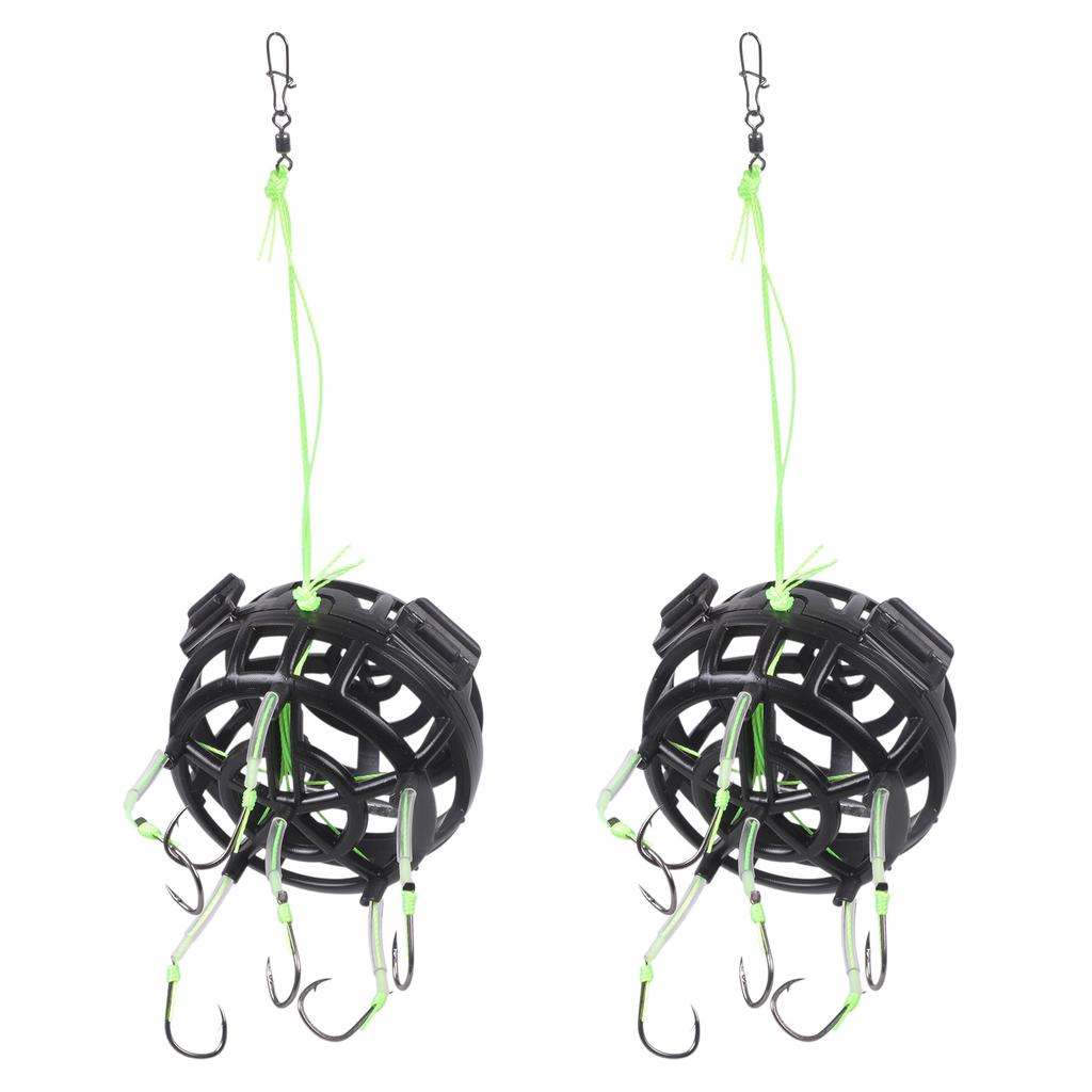 2pcs Anti-Bottom Fishing Rig Set Professional String Hook Bait Cage with 6 Hook Anti Winding Line Group Feeder Sinker