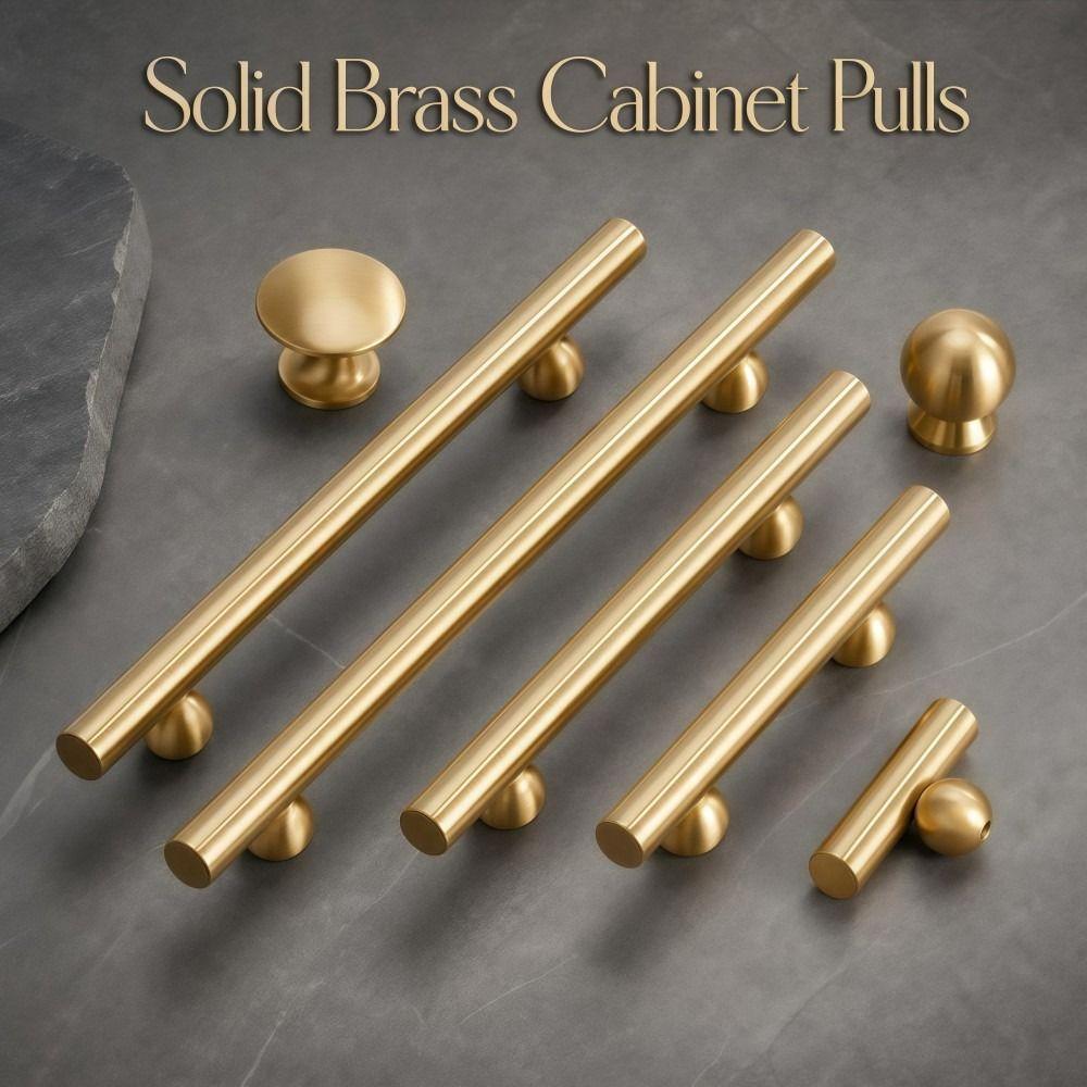Minimalist Brass Cabinet Pulls Durable Gold Drawer Knobs Solid Brass Handles Cabinetry,Furniture