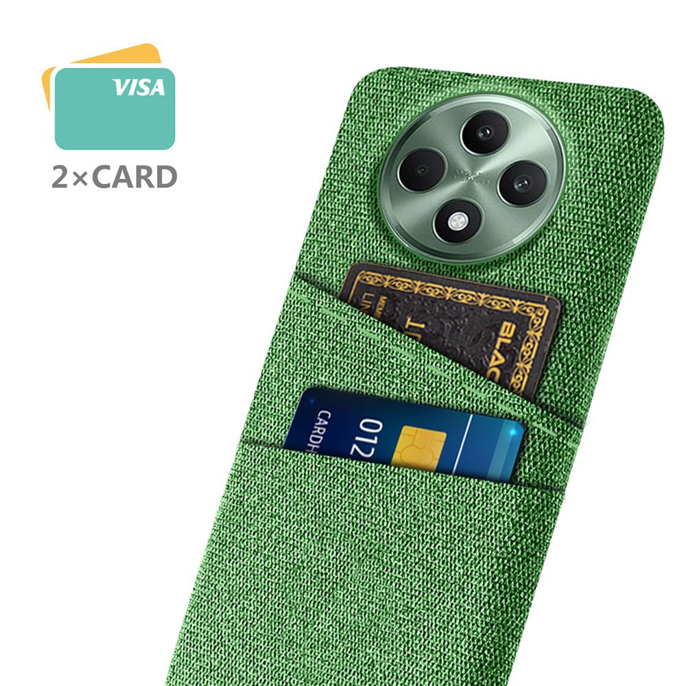 

For Oppo Reno12 F 5G Case Cloth+Hard PC Phone Cover with Dual Card Slots Green