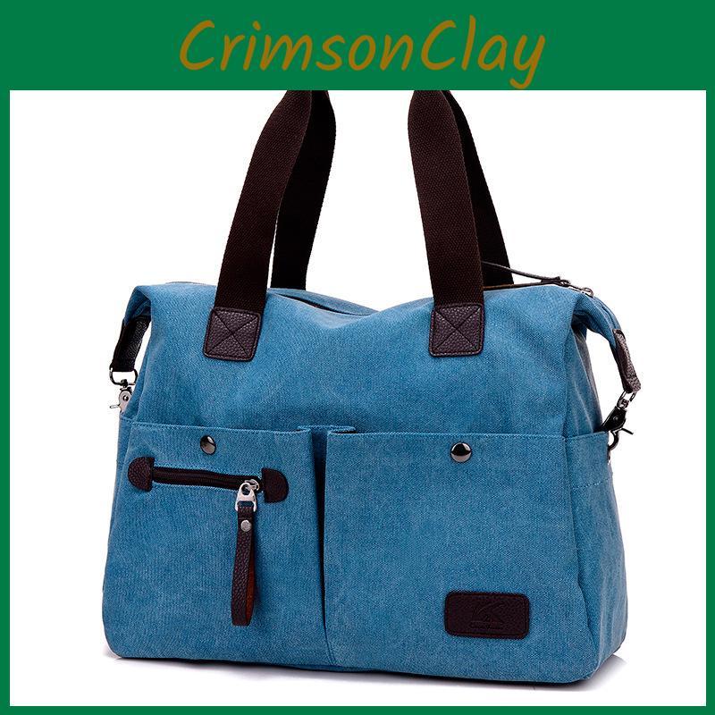 Vintage Canvas Crossbody Bag With Stitching Details For College Girls