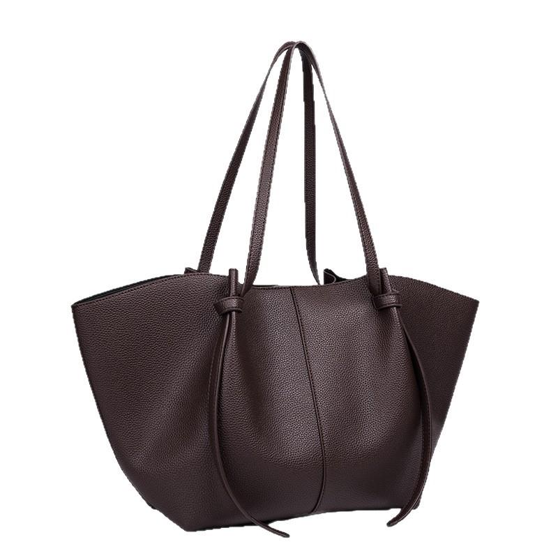 New Wing Bag, Lychee Patterned Leather Commuter Bag, Large Capacity Tote Bag, High-end Feeling Armpit Bag, Single Shoulder Handbag