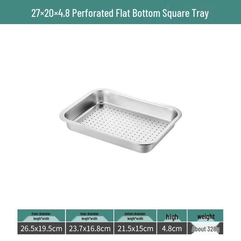 

Shengjia Stainless Steel Perforated Flat Bottom Trays (5-pack)