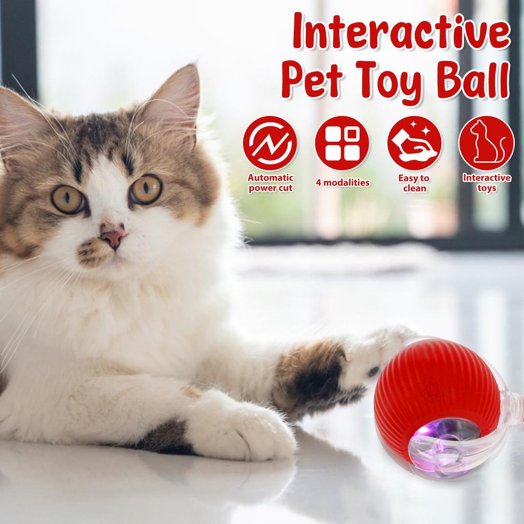 1/2/3Pcs Cat Interactive Ball Toys with Faux Tail USB Rechargeable Electric Pet Ball Automatic Interactive Cat Smart Toy Ball