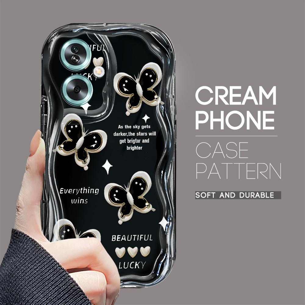 Bonito padrão de desenho animado creme textura embalagem borda ondulada capa de telefone de silicone macio para OPPO Reno Realme