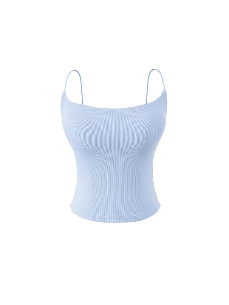 Women's Elastic Band Camisole: Sleeveless, Slim-Fit Vest with Built-In Padding for Summer