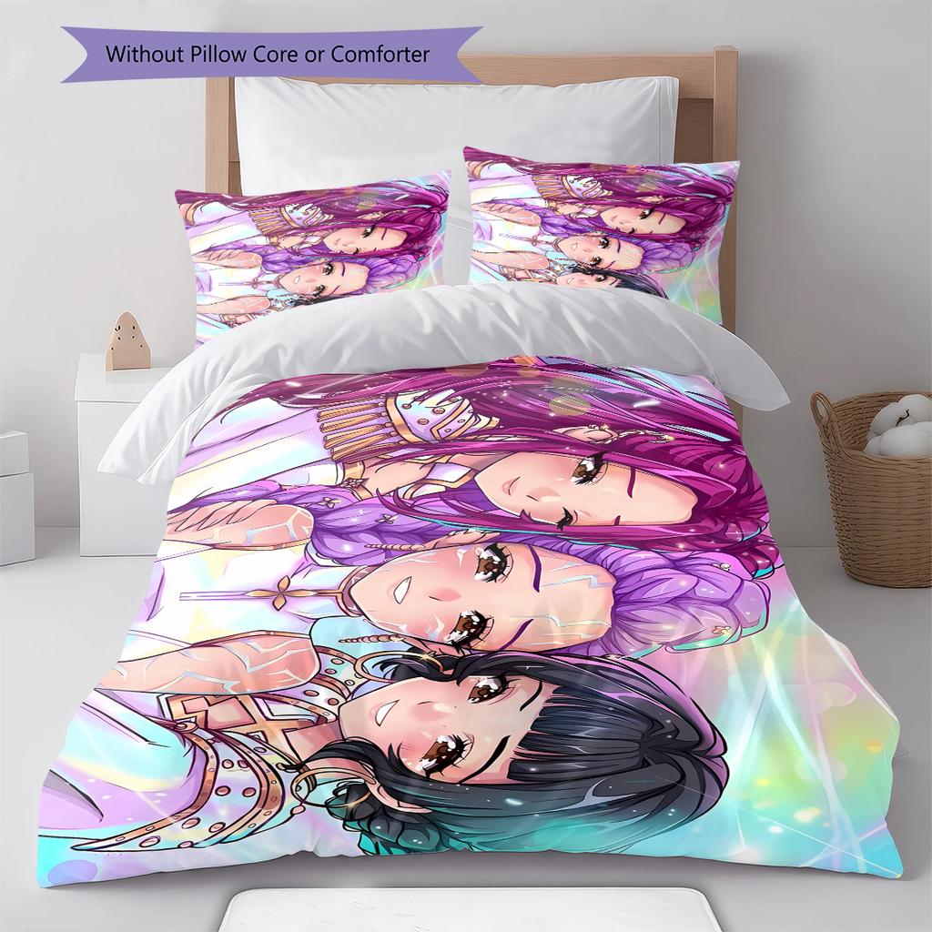 Kpop Dämonenjäger Muster Bettwäsche, Steppbett Set Steppbettbezug Kissenbezug Zuhause Geburtstagsgeschenk (1 Bettbezug + 2 Kissenbezüge, ohne Füllung)